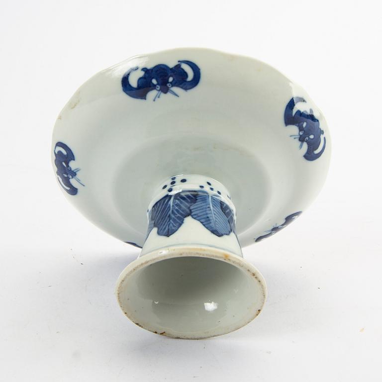 A Chinese blue and white 19th century stemcup.