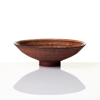 Wilhelm Kåge, a set of two Farsta stoneware vases and a bowl, Gustavsberg Studio 1950s.