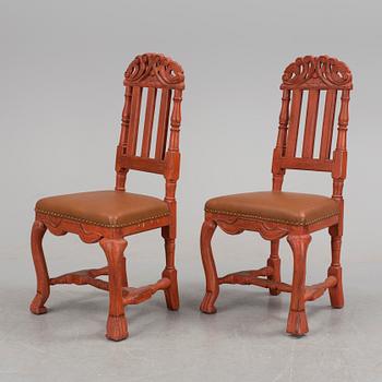 A pair of painted late baroque chairs 18th century.