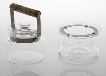 A glass tea pot on rechaud by Signe Persson-Melin for Boda Nova, second half of the 20th century.
