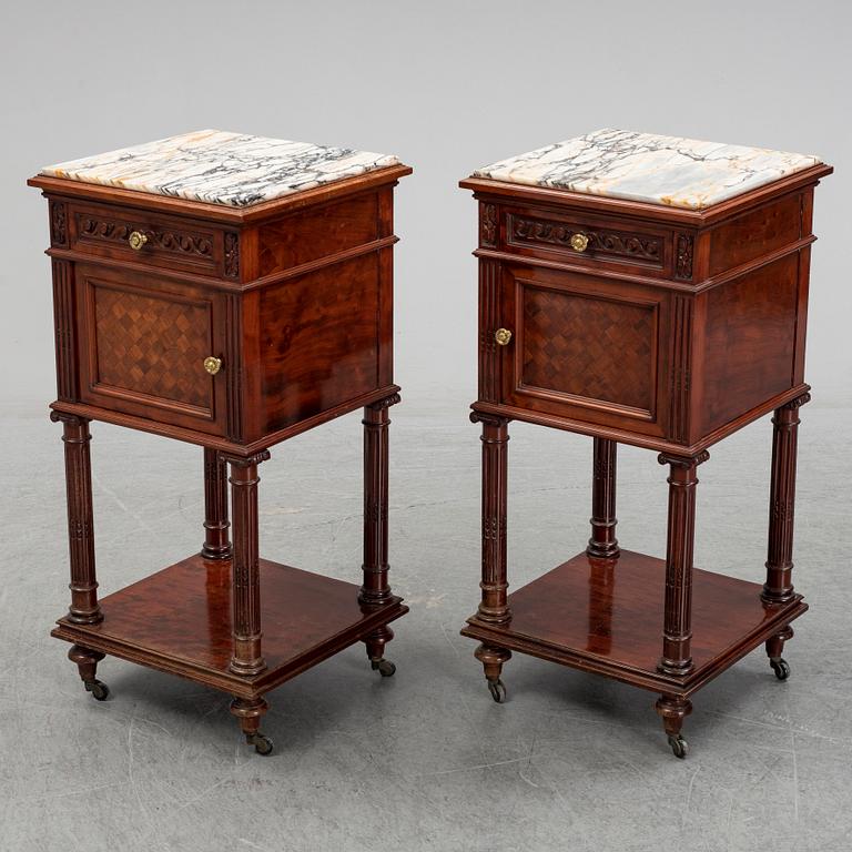 A pair of eclectic 20th century bedside tables.