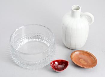 SKÅLAR, 3 st, SAMT KANNA, glas och porslin, Ekeby och Rörstrand.
