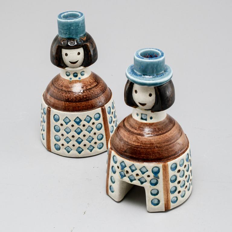 BRITT-LOUISE SUNDELL, a pair of candlesticks, Gustavsberg, fromthe latter half of the 20th century.