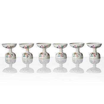 A set of six famille rose egg cups, Qing dynasty, 18th century.