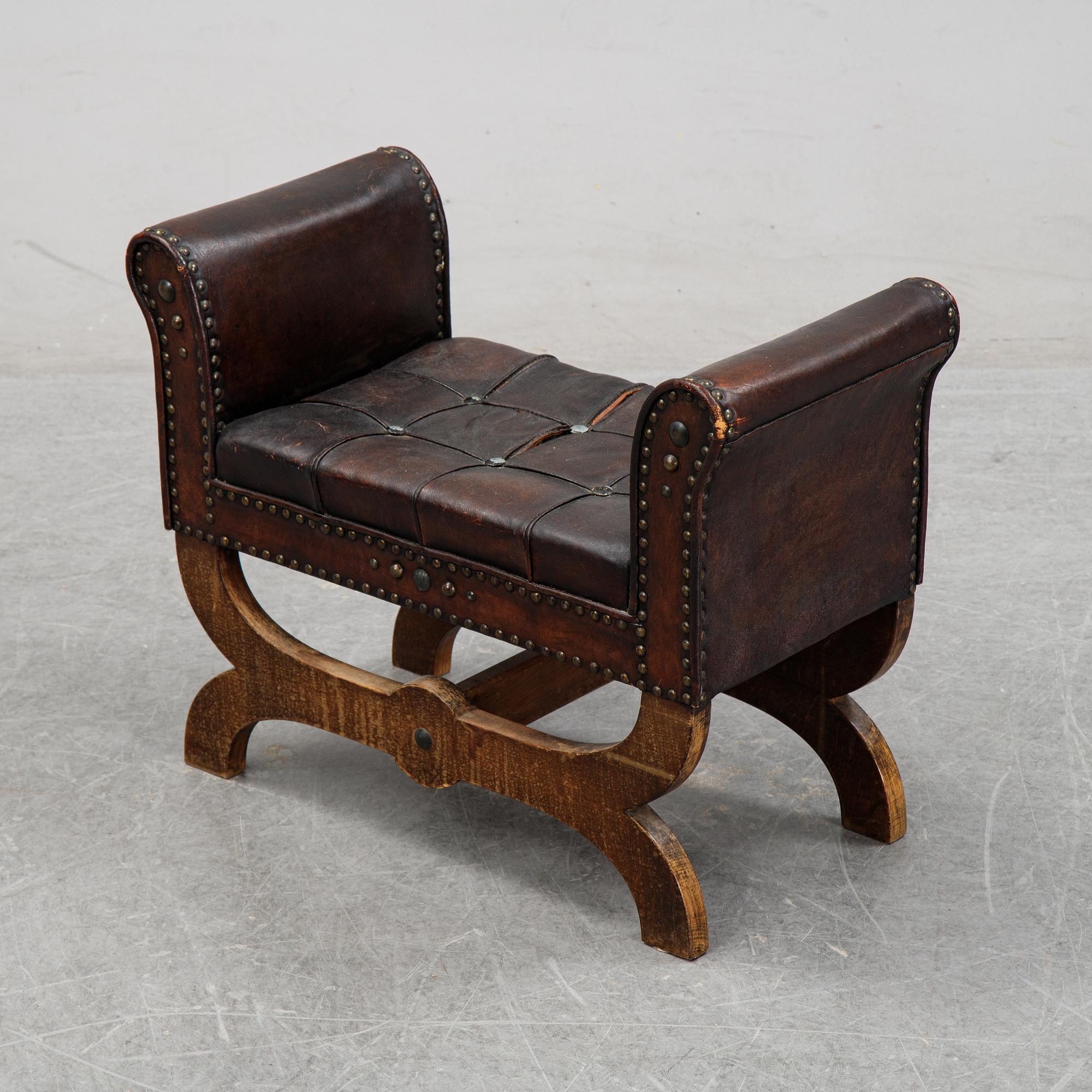 Otto Schulz, a leather stool for Boet, Gothenburg, 1930s.