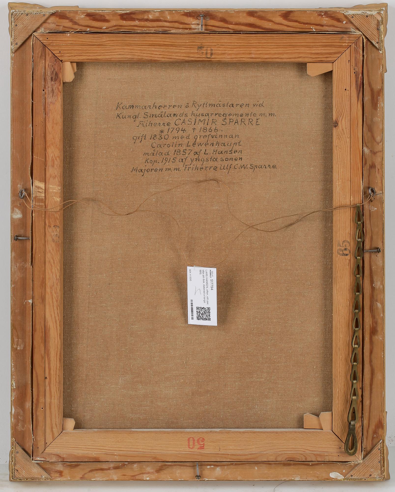 LARS HANSEN, kopia efter, ett par, olja på duk, daterade 1915.