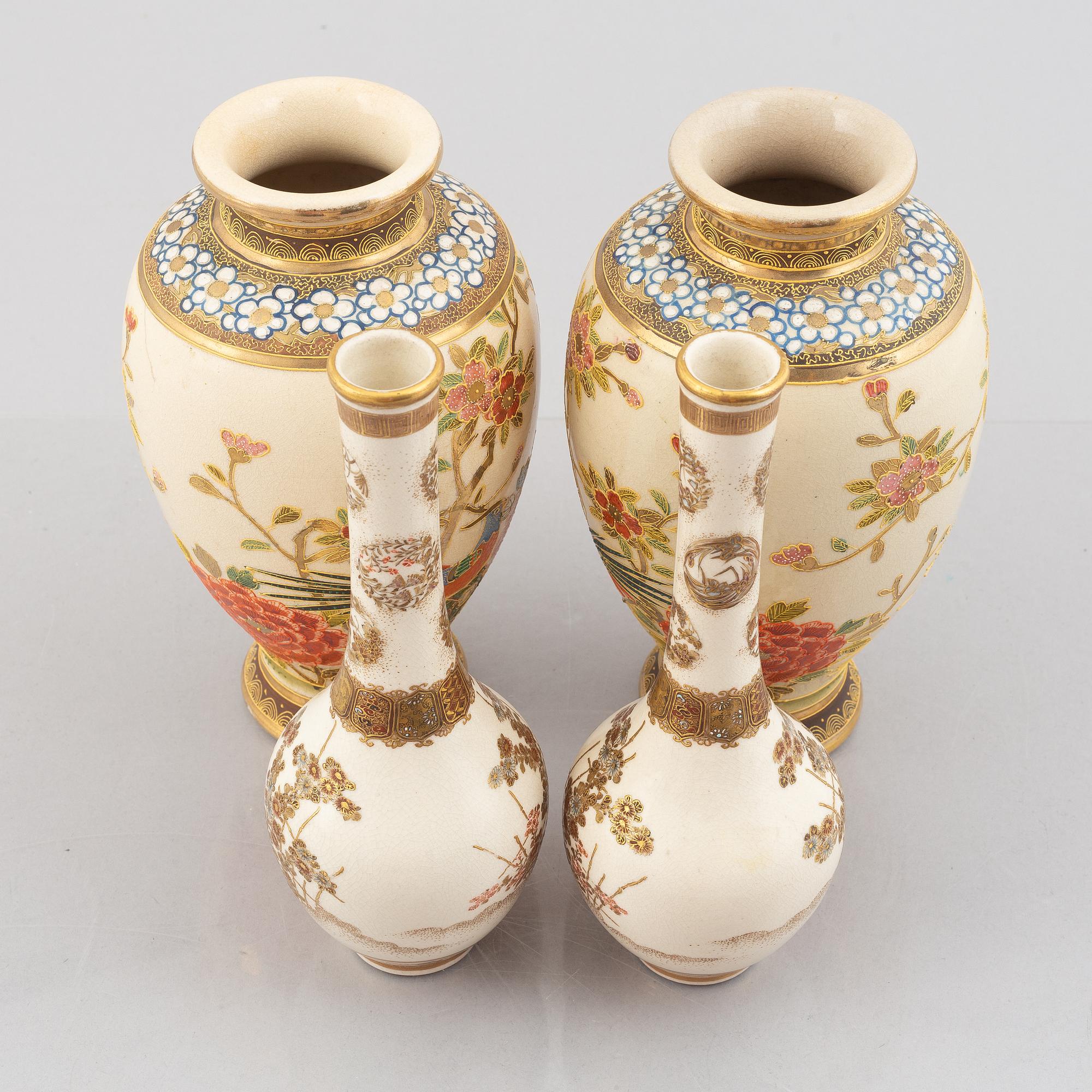 Two pairs of Satsuma-ware vases, Japan, first half of the 20th century.