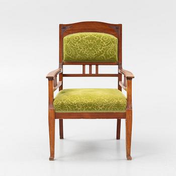 An Art Nouveau stained beech armchair, early 20th Century.