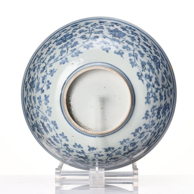 A blue and white bowl, Ming dynasty (1368-1644).