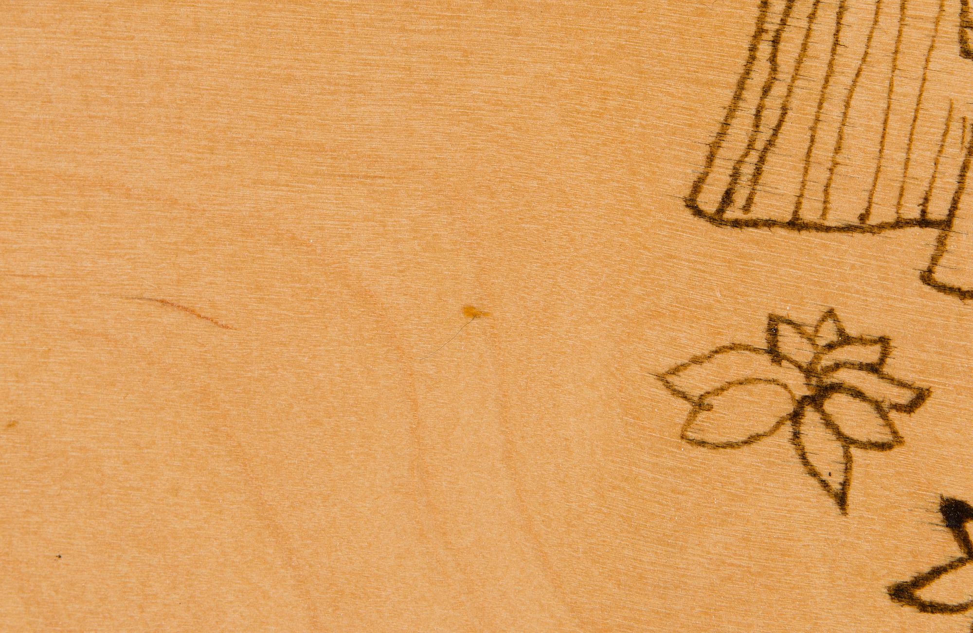 Birger Kaipiainen, piirros, tussi vanerille, signeerattu ja päivätty -46.