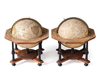 183. A pair of terrestrial and celestial library globes by A. Åkerman (manufacturer of globes in Uppsala 1759-78), 1759.