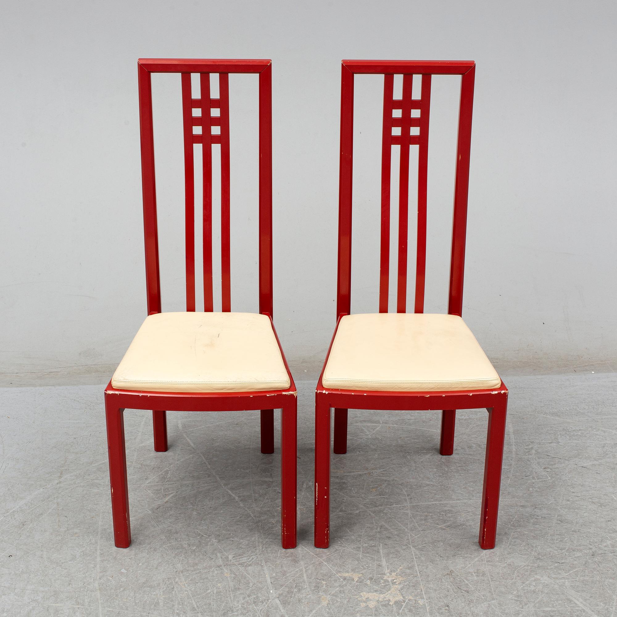 a set of eight chairs by Wards Atelier in the late 20th century.