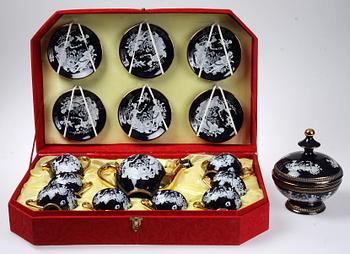 KAFFESERVIS, 10 delar, lergods, Fiorentina, Italien, 1900-tal.