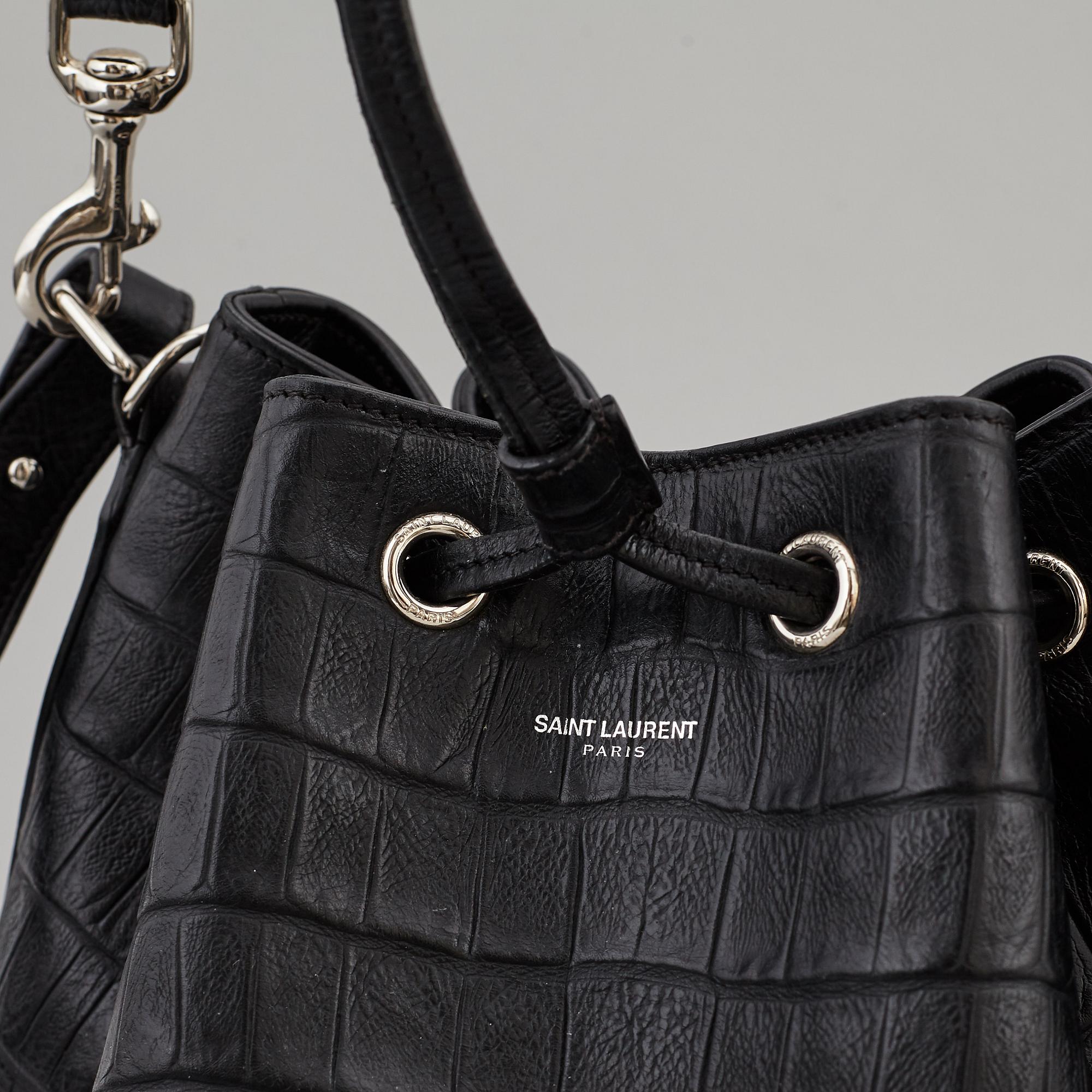 YVES SAINT LAURENT, a black leather 'Emmanuelle' bag.