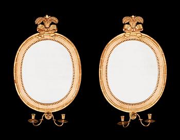 A pair of Gustavian 1780's two-light wall-lights by J. Åkerblad, master 1758.