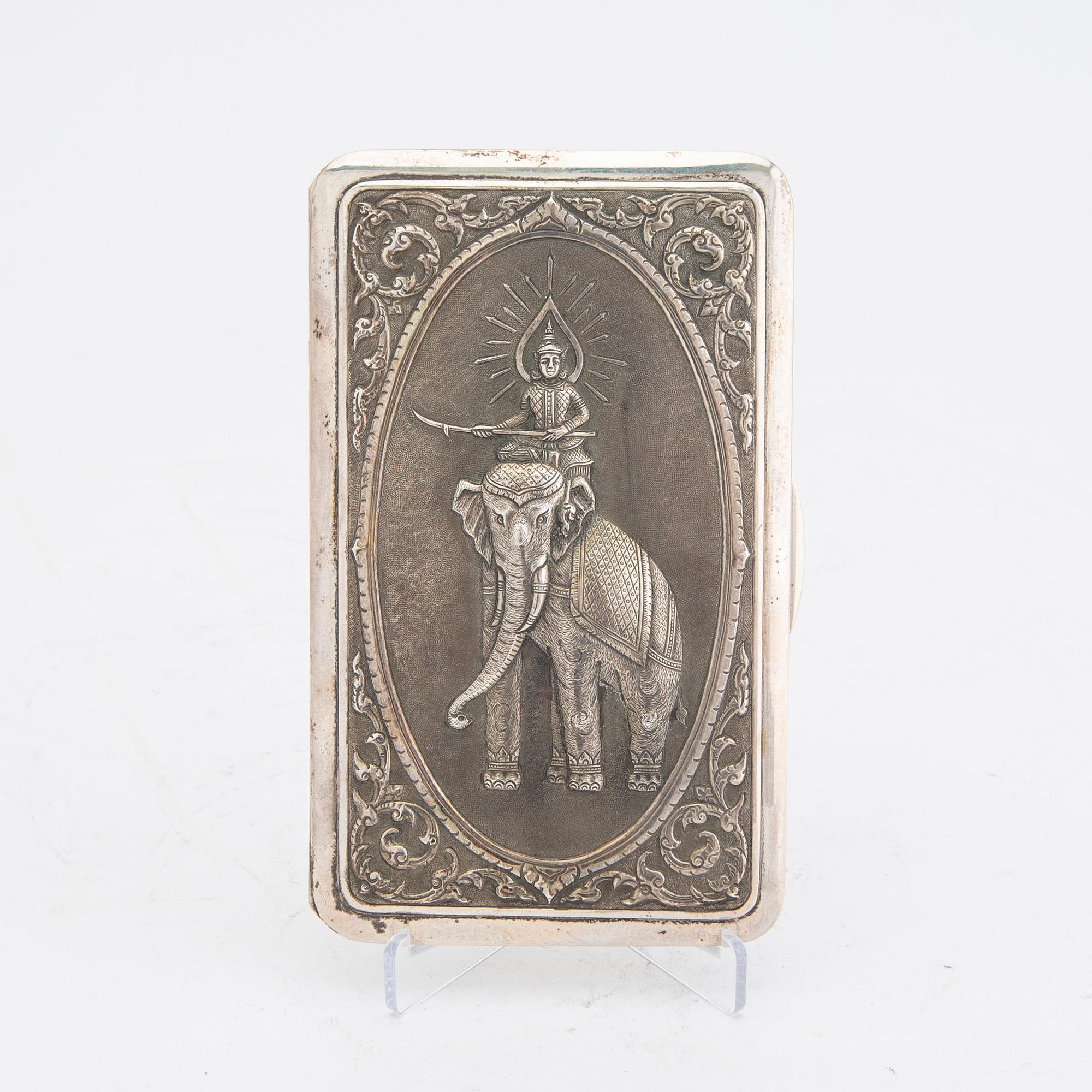 A possibly Indian 20th century silver cigarette case, weight 226 grams.