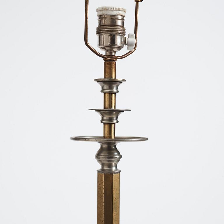 Nils Fougstedt, & Anna Petrus, a rare pewter and brass floor lamp, Svenskt Tenn, Stockholm 1929, model 763 A.