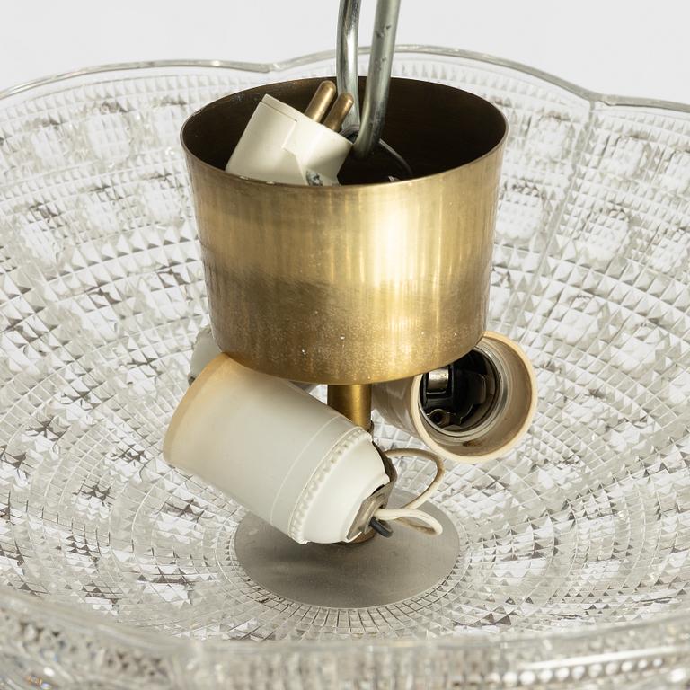 Carl Fagerlund, a set of three ceiling lamps, Orrefors.