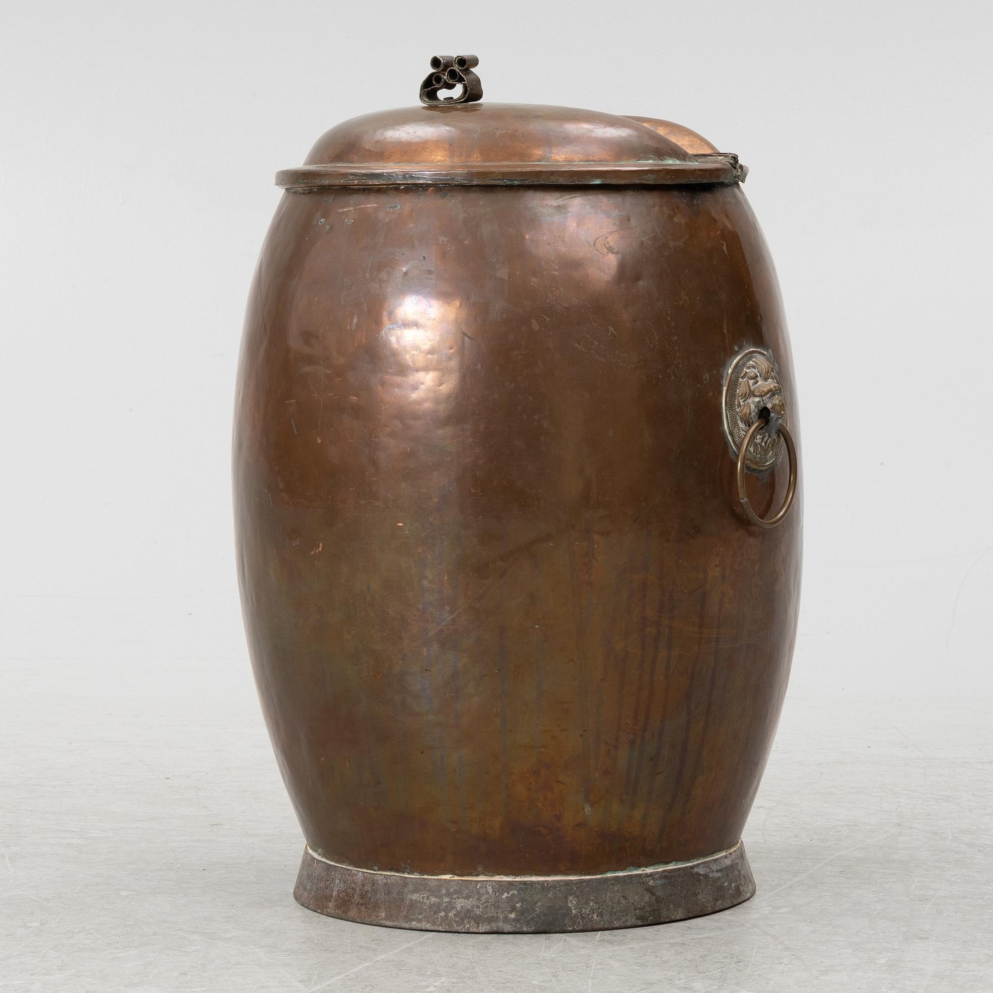 A copper water barrel, 19th century.