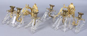 VÄGGAPPLIQUER, ett par, oscarianska, 1800/1900-tal.