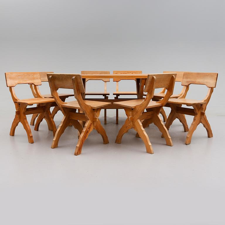 STOLAR 8 st OCH BOCKBORD, 1900-talets andra hälft.