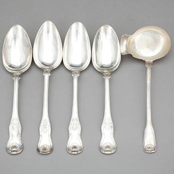SERVISDELAR, 5 delar, silver, bl a Anders Wedin. Söderhamn, 1800-tal. Vikt 284 gram.