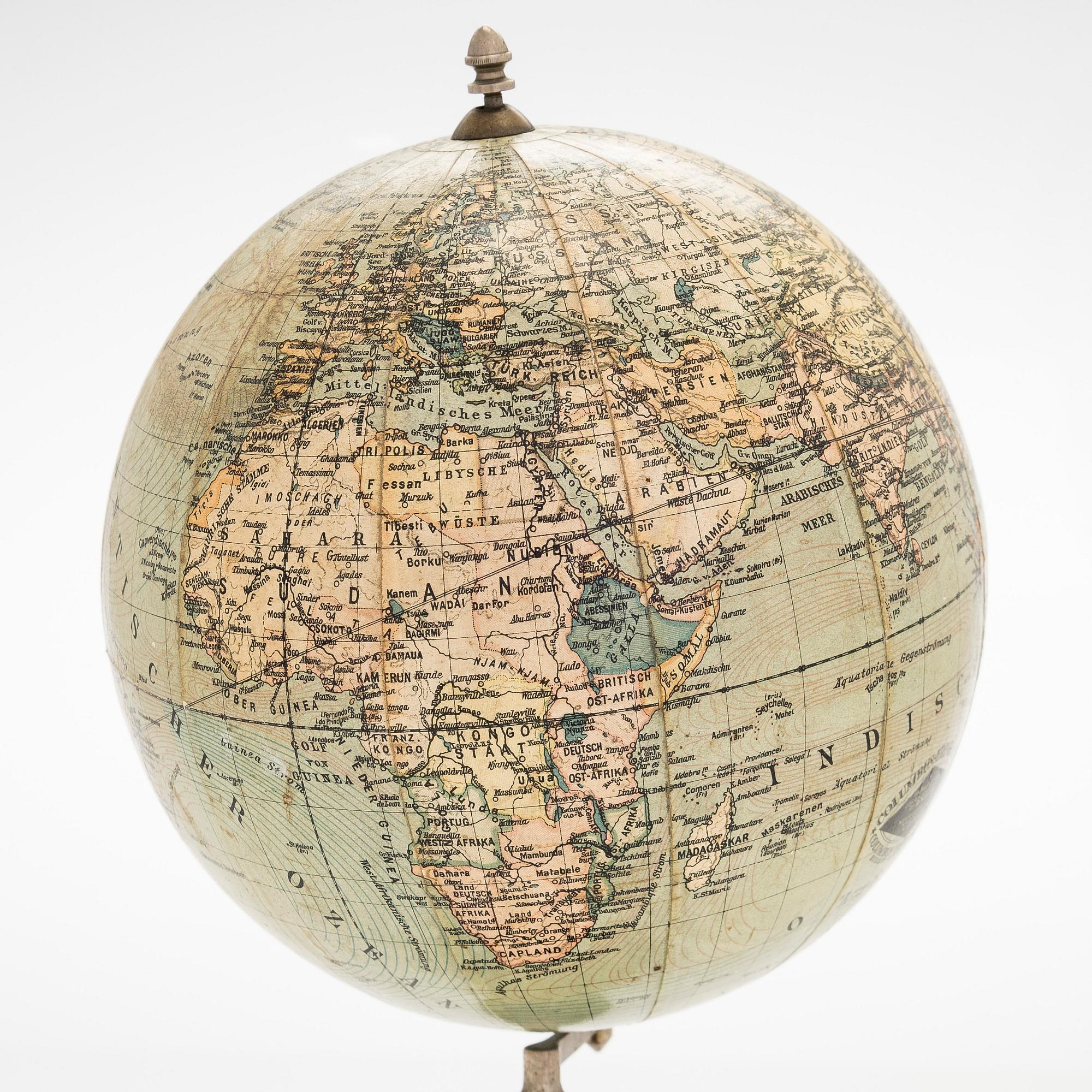 Maapallo, Columbus Erdglobus, Columbus Verlag, Berliini, 1900-luvun ensimmäinen puolisko.