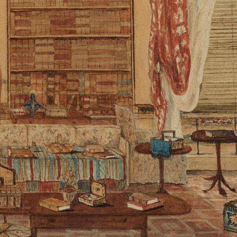 Maria Elisabeth Augusta (Lily) Cartwright, Biblioteket på Aynhoe Park.