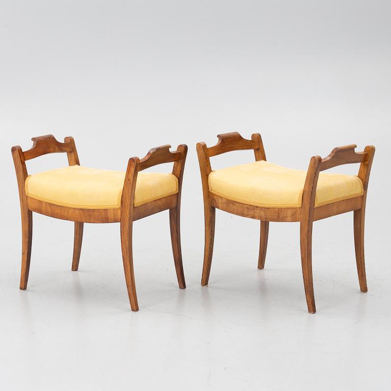 A pair of banquettes, 19th century.