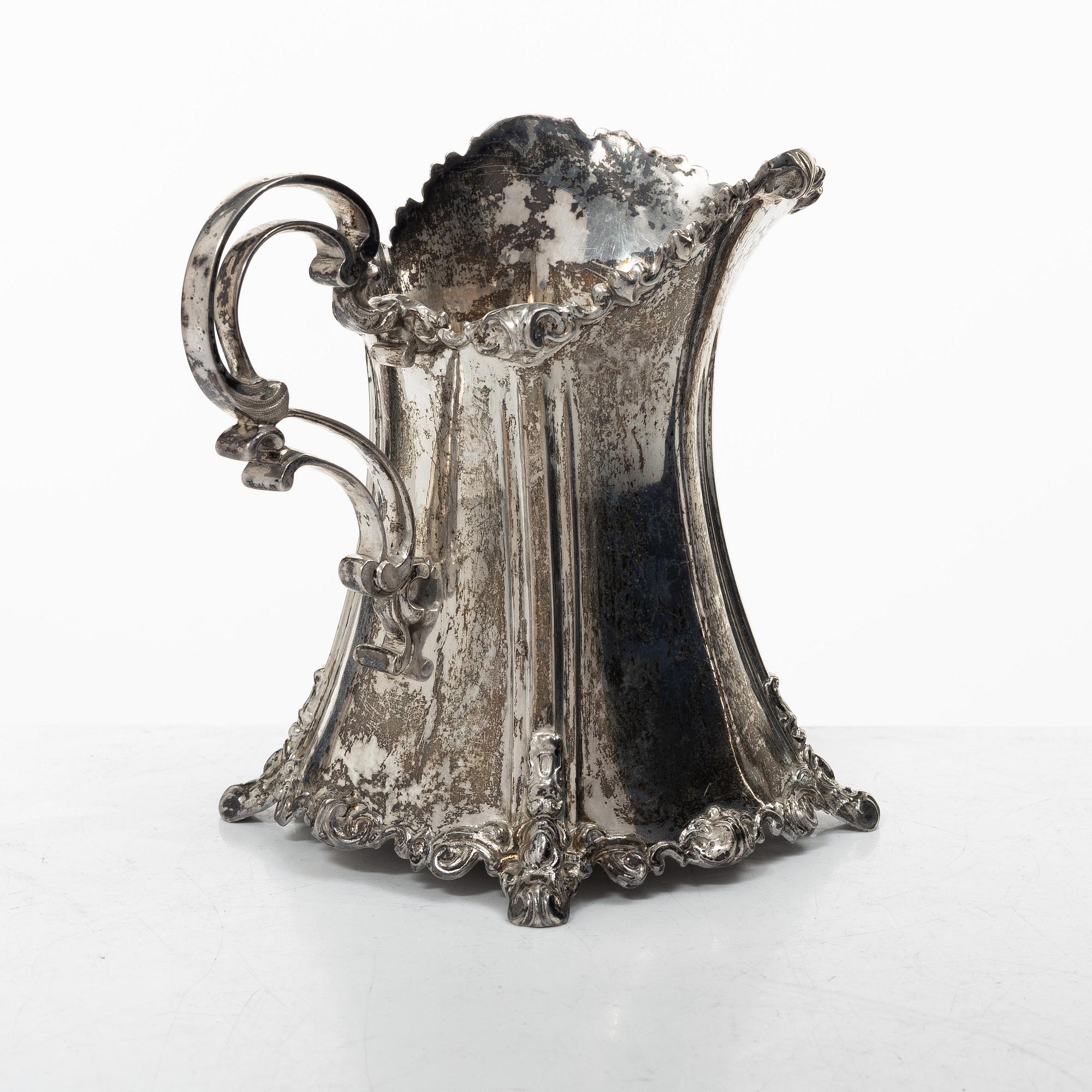 Gustaf Theodor Folcker, Cream jug, silver, neo-Rococo, Stockholm 1856.