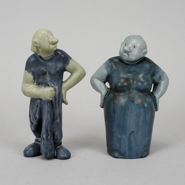 Åke Holm, two signed stoneware figurines.