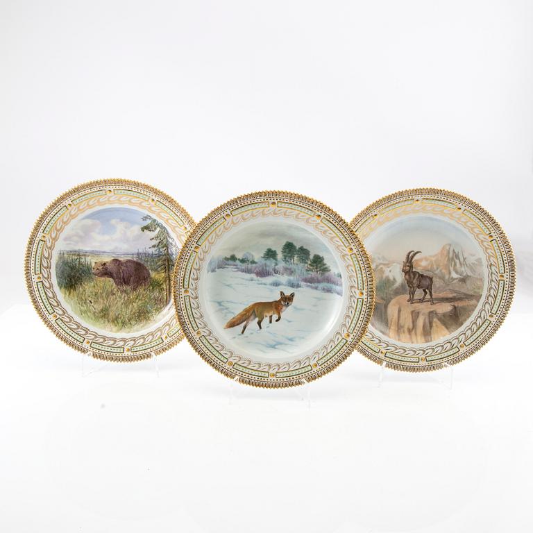 Plates 3 pcs "Fauna Danica" Royal Copenhagen Denmark porcelain.