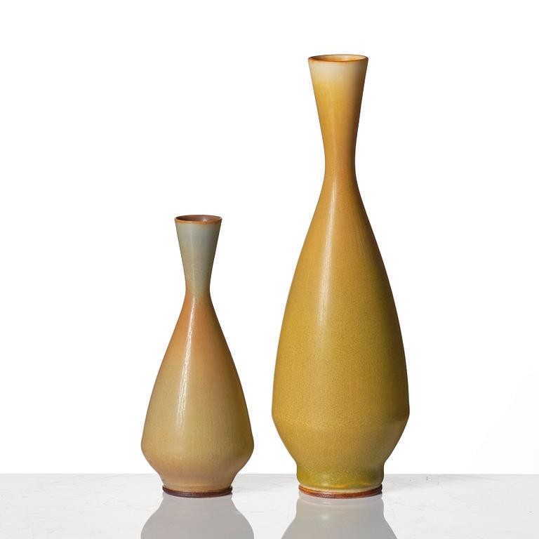 Berndt Friberg, a set of five stoneware vases, Gustavsberg studio, Sweden 1956-65.