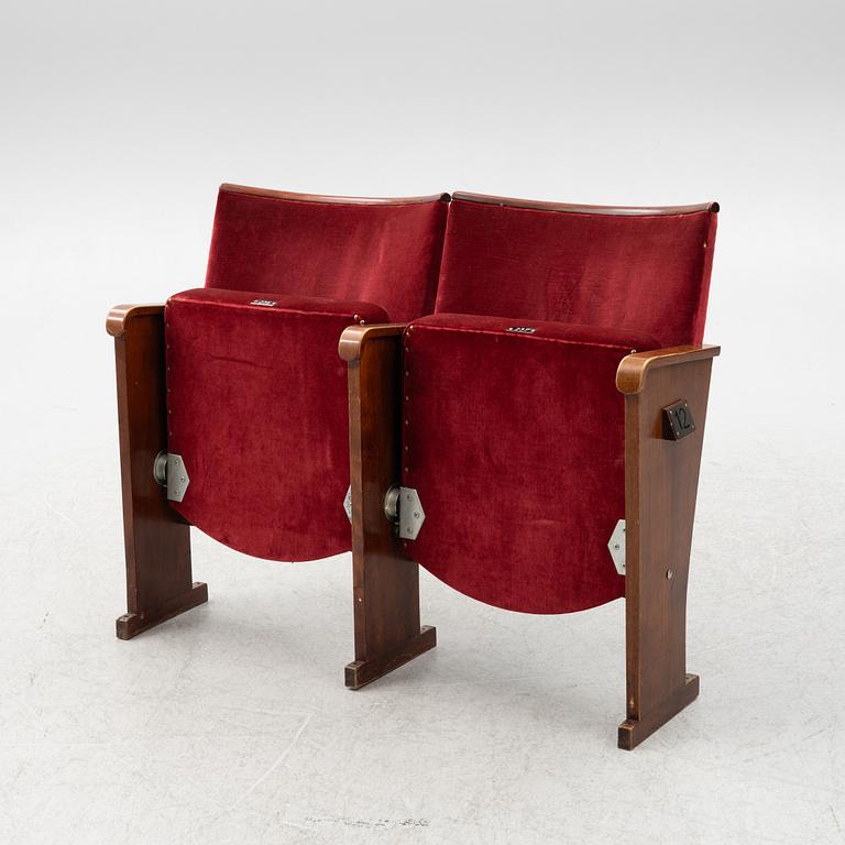Theatre chairs, a pair, first half of the 20th century.