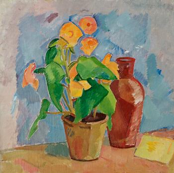 24. Karl Isakson, "Gul begonia" (Nature morte med gul begonia och brunt krus).