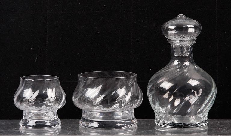 KARAFF OCH SKÅL SAMT LJUSSTAKE, Orrefors.