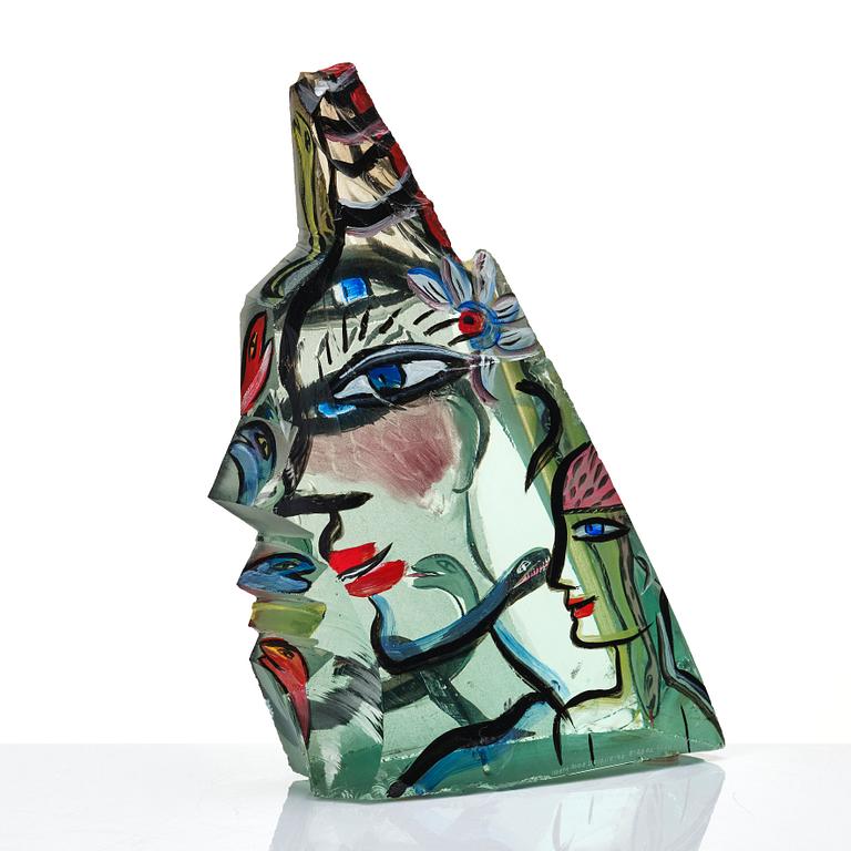 Ulrica Hydman-Vallien, unik bemålad glasskulptur, Kosta Boda 1992.