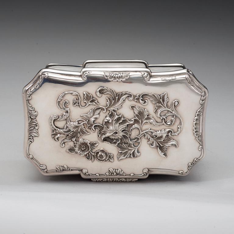 A Swedish mid 19th century silver casket, marks of Gustaf Möllenborg 1850.