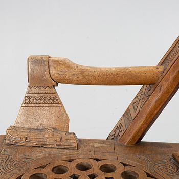Armchair, after a design by Vasily Shutov called 'Arc, Axes and Mittens' Russia late 19th century.