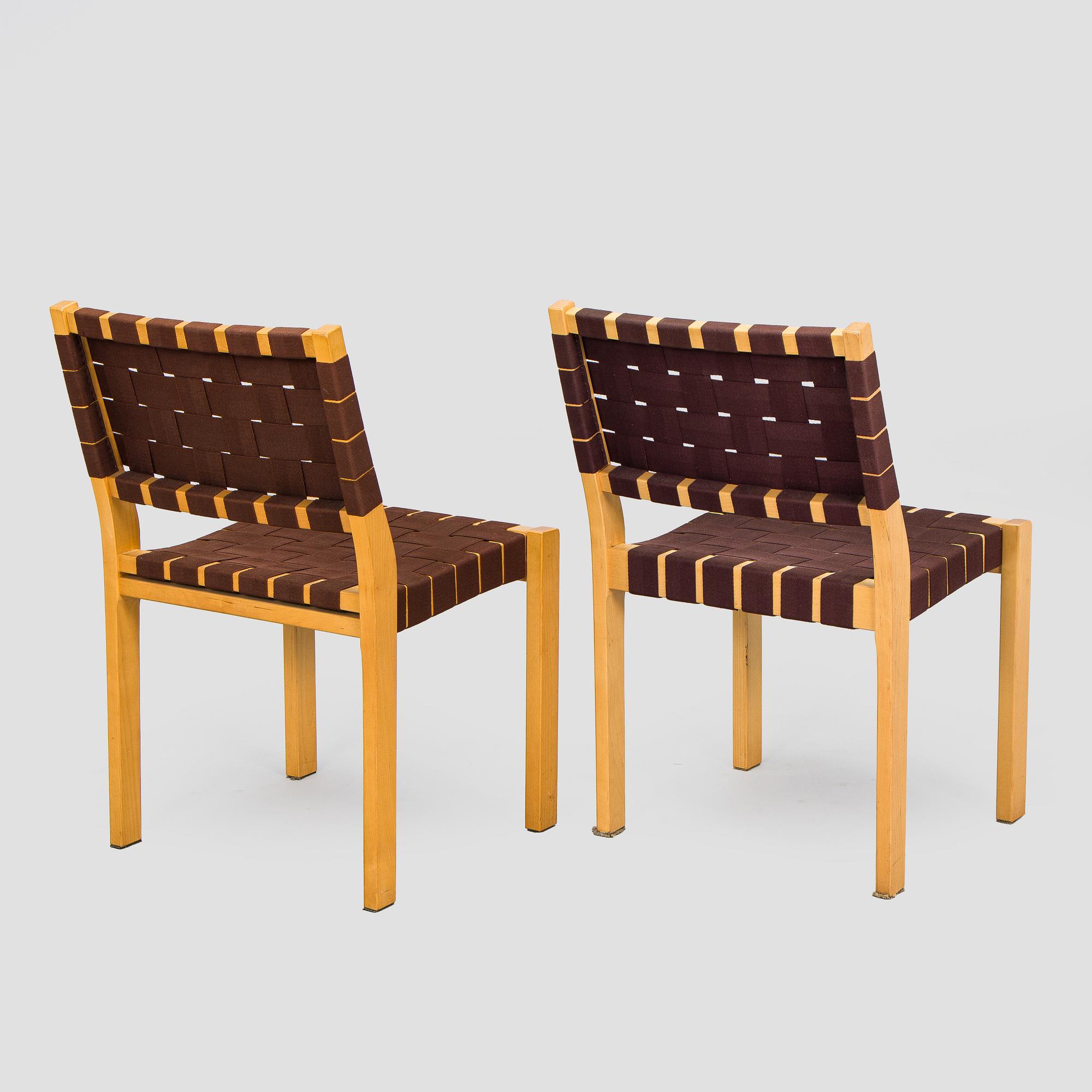Alvar Aalto, Tuoleja, 8 kpl, malli 611, 1900-luvun loppu.