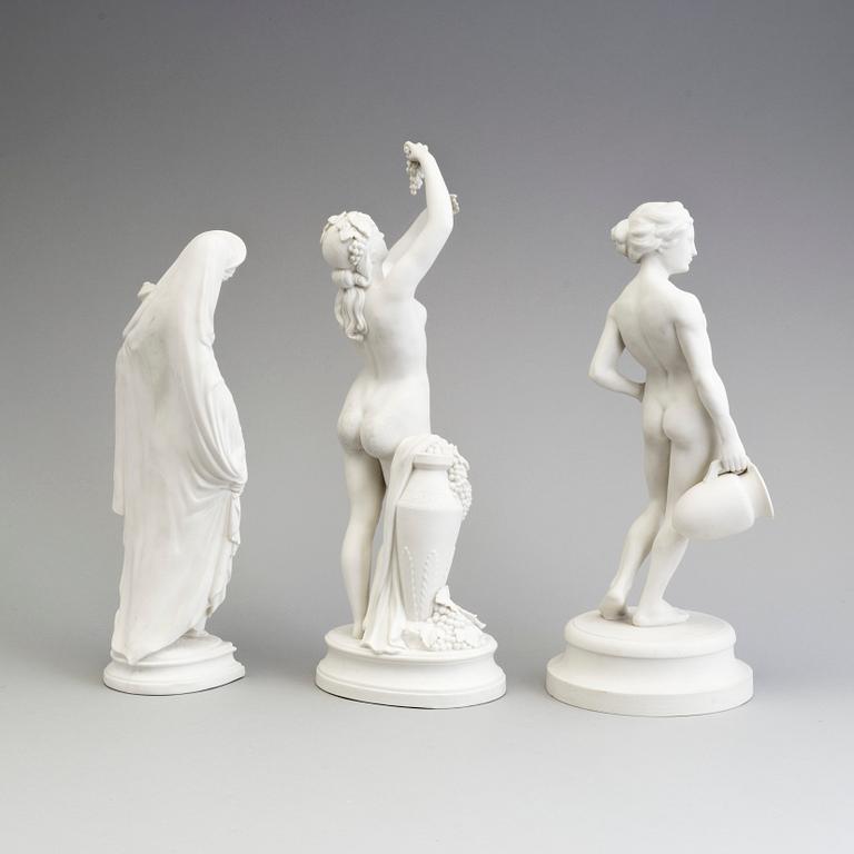 THREE PARIAN FIGURES, Gustafsberg, ca 1900.
