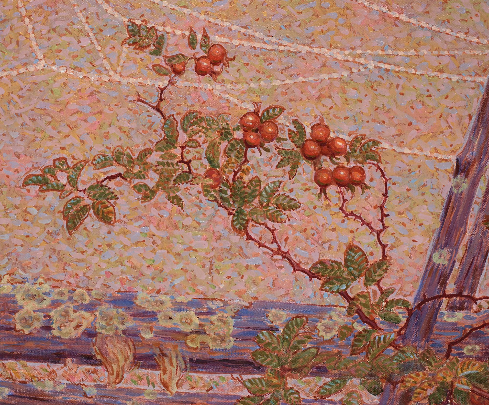 Gustaf Fjaestad, Autumn landscape with roundpole fence.