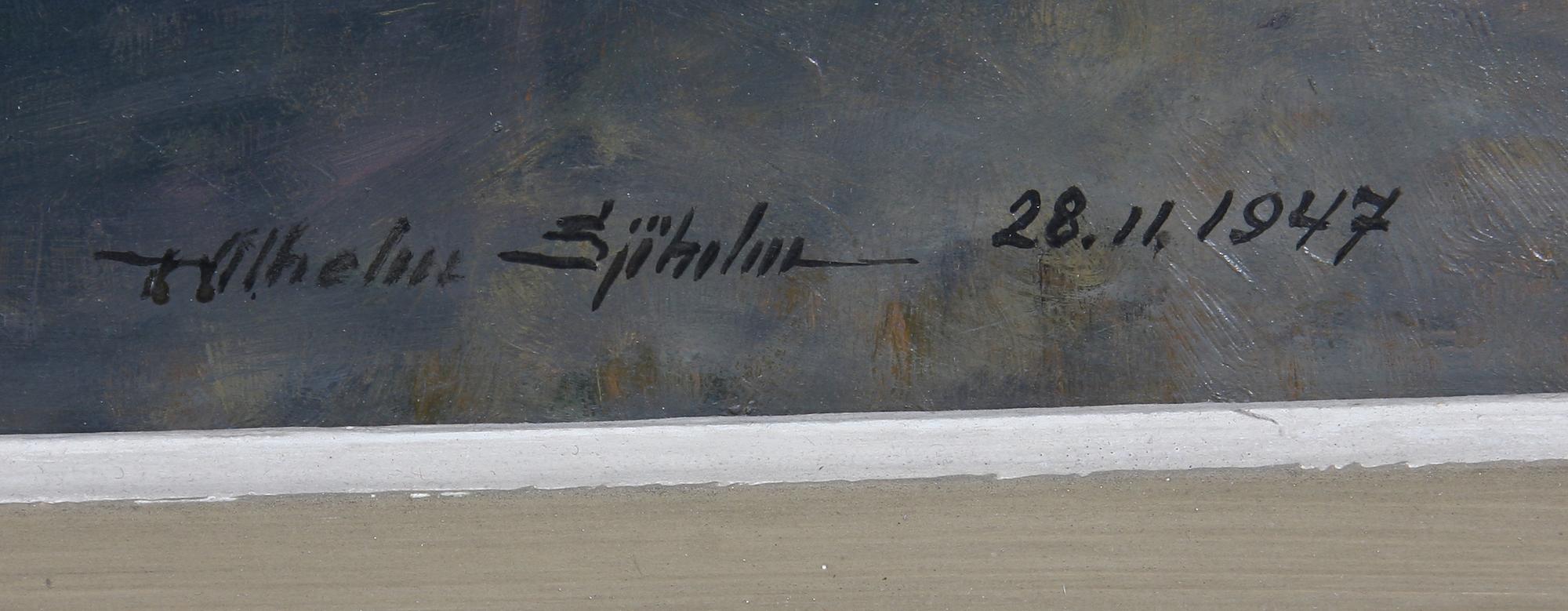 WILHELM SJÖHOLM, olja på pannå. Sign o dat 1947.