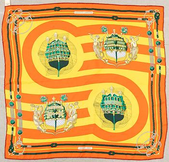 Hermès, scarf "Chateau D'Arrière orange",