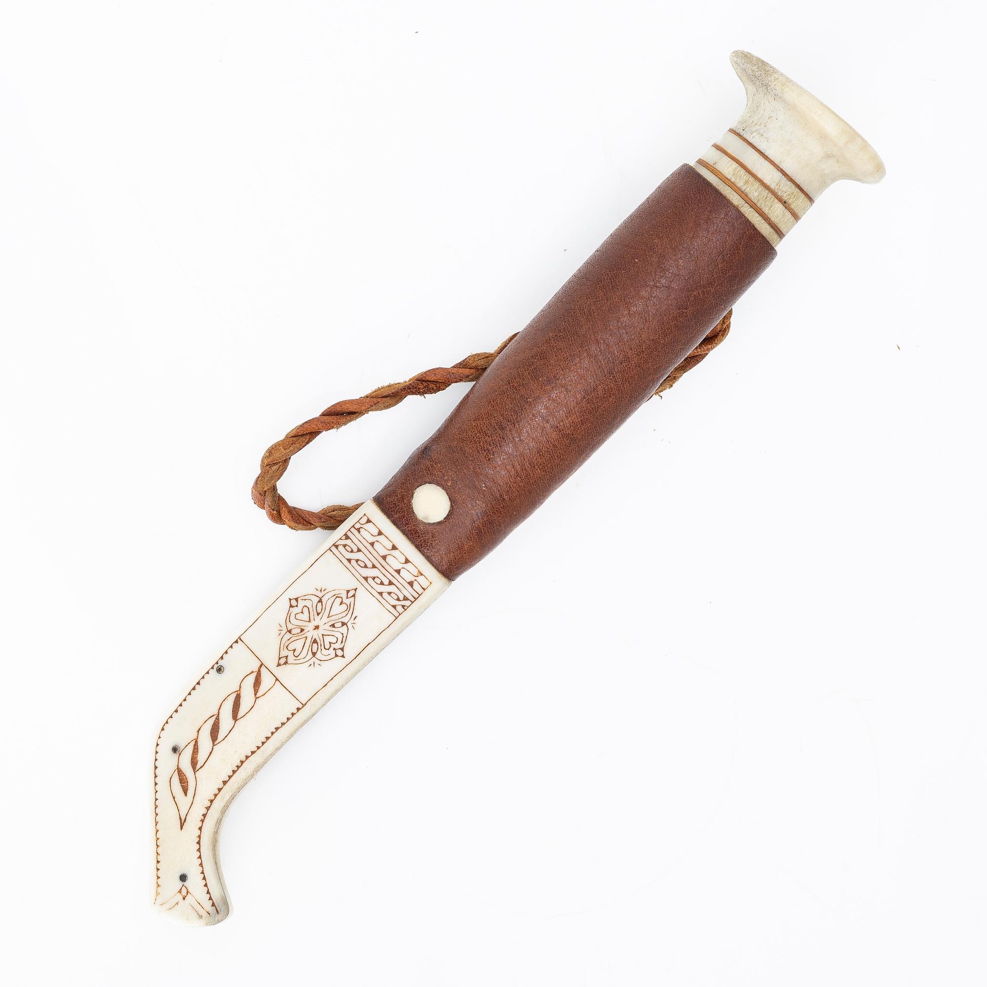 Bengt Olaf Unga, half-horn knife, signed and dated 1977.