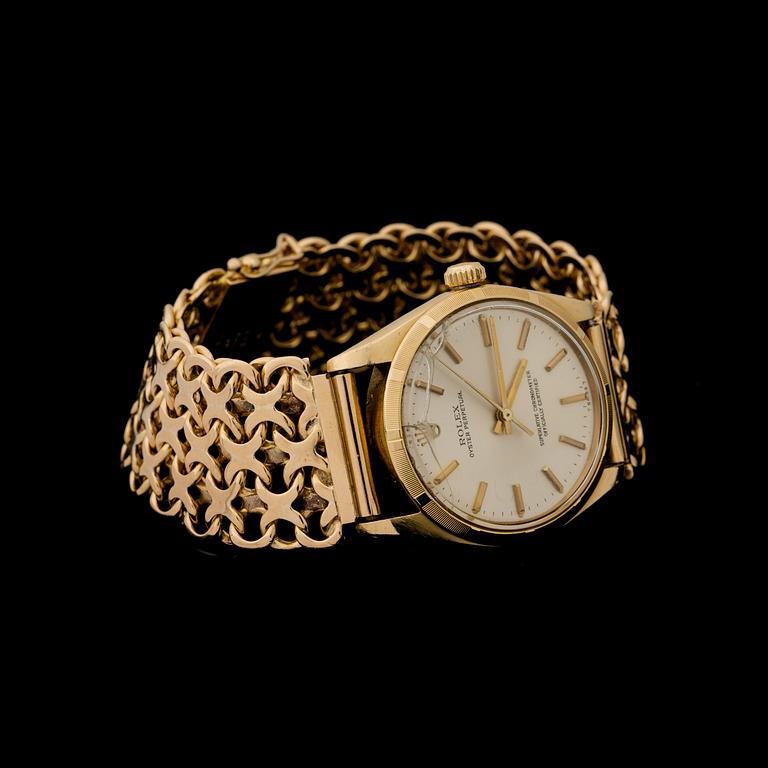 ARMBANDSUR, herr, Rolex Oyster Perpetual, 18 k guld. Vikt inkl urverk ca 120 g.