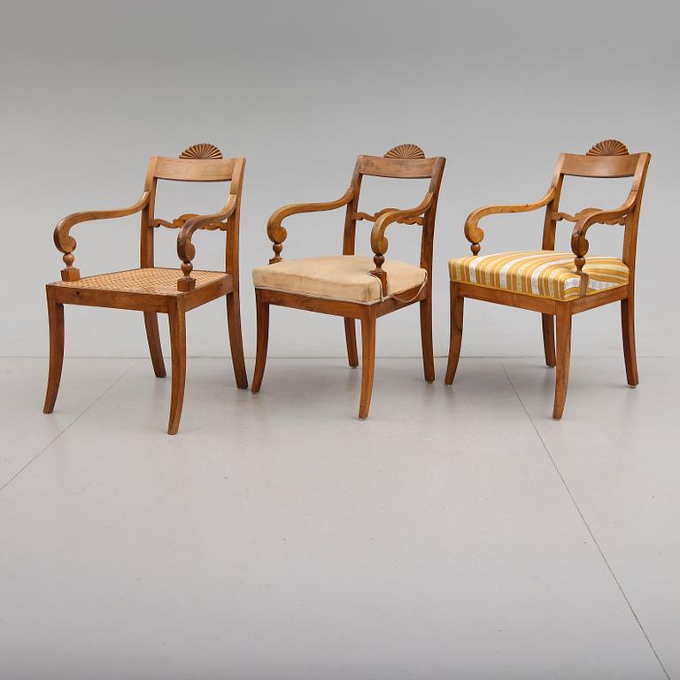 KARMSTOLAR, 3 st, Karl Johan,1800-talets mitt.