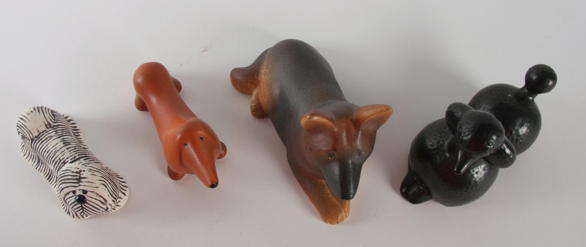FIGURINER, 4 st, stengods, Lisa Larson, Gustavsberg, sign.