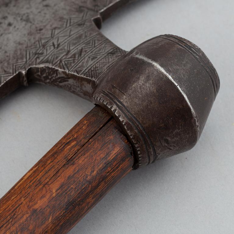 An Indian or possibly East African war axe, from around the year 1900.