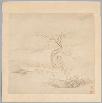 Unidentified artist, Elegant lady in a garden, China, late Qing dynasty / early 20th century.